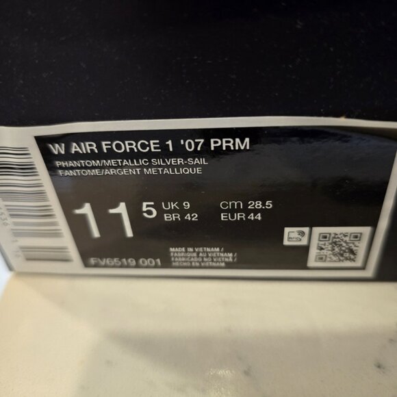 Nike Air Force 1 '07 PRM Phantom Metallic Silver Sail FV6519-001 MENS 10 W 11.5 - Picture 9 of 9